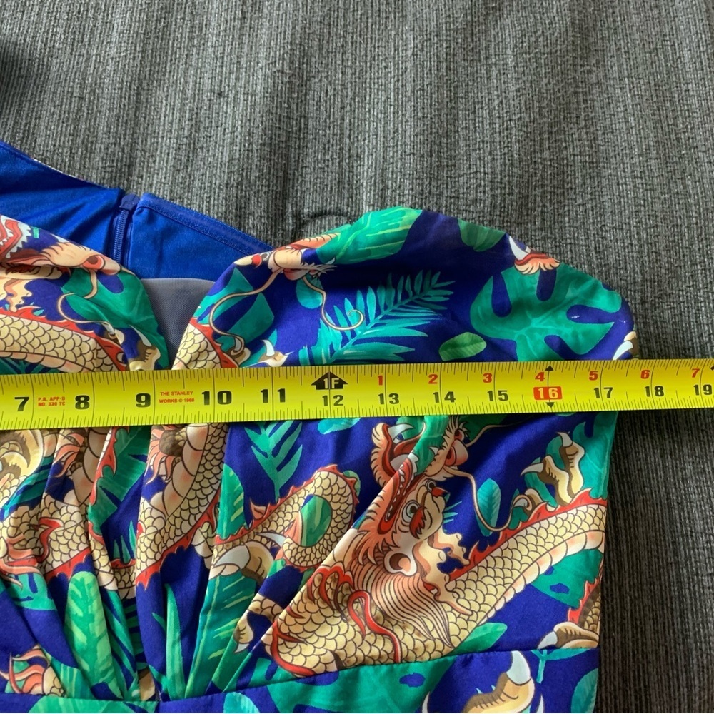 New Giffniseti Dragon Shoulder Bridesmaid Maxi Dress Gown Kimono Blue Orange - Picture 15 of 15